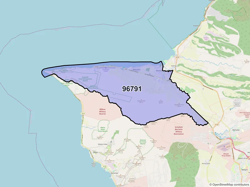 Map of ZIP Code 96791 — Waialua, HI