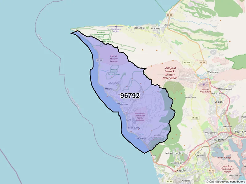 Map of ZIP Code 96792 — Waianae, HI