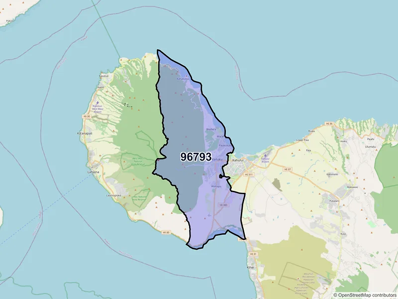 Map of ZIP Code 96793 — Wailuku, HI