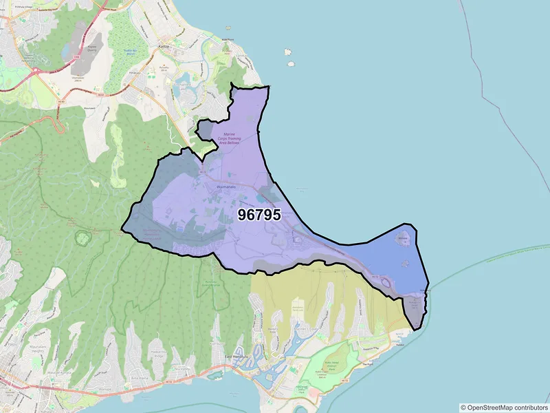 Map of ZIP Code 96795 — Waimanalo, HI