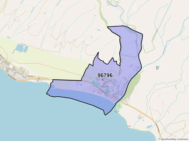 Map of Waimea, Hawaii and ZIP codes