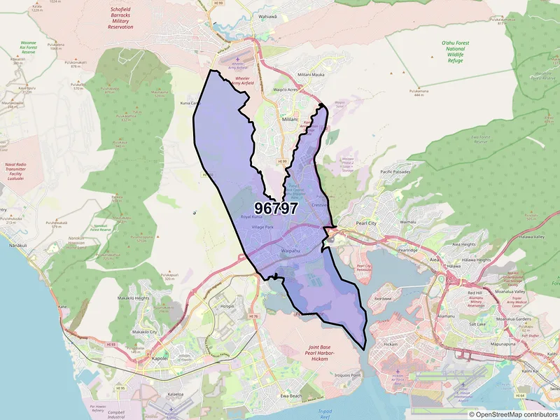 Map of ZIP Code 96797 — Waipahu, HI