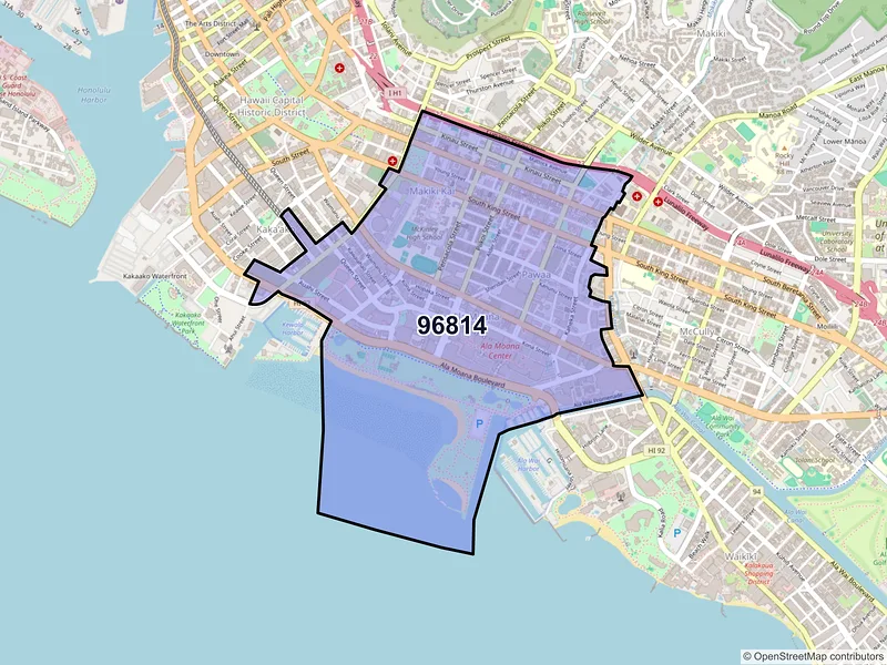 Map of ZIP Code 96814 — Honolulu, HI