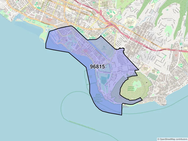 Map of ZIP Code 96815 — Honolulu, HI