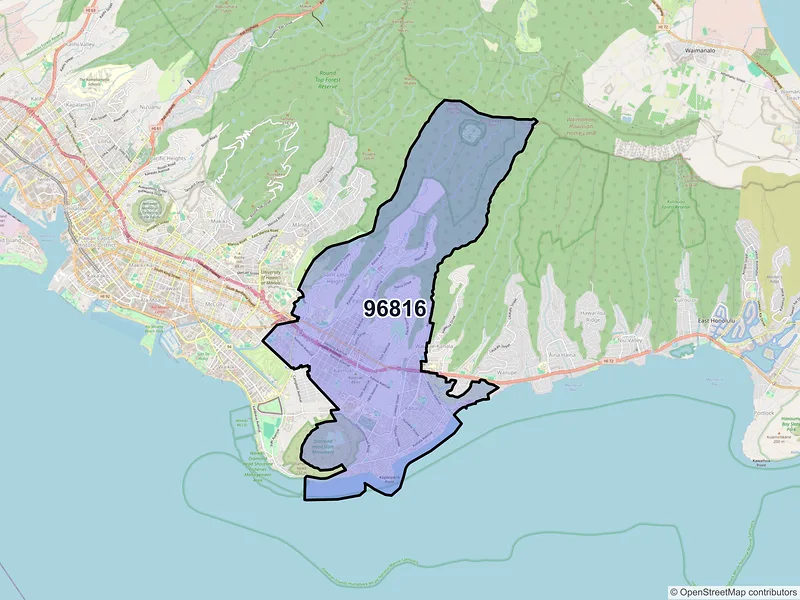 Map of ZIP Code 96816 — Honolulu, HI
