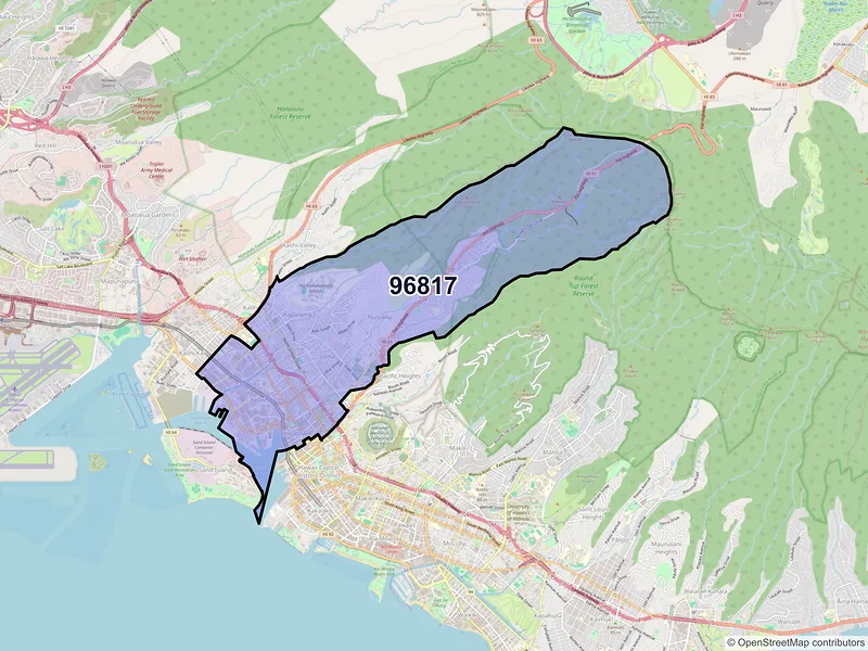 Map of ZIP Code 96817 — Honolulu, HI