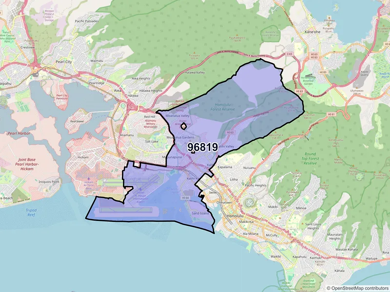 Map of ZIP Code 96819 — Honolulu, HI