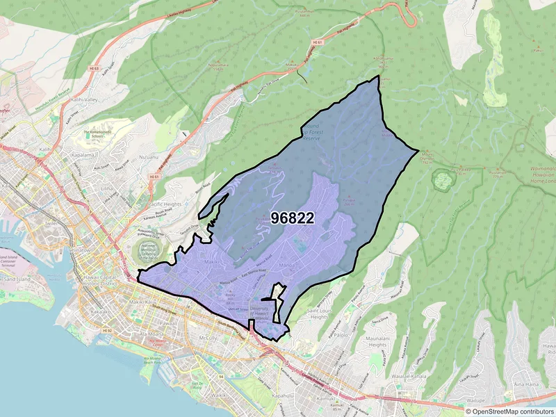 Map of ZIP Code 96822 — Honolulu, HI