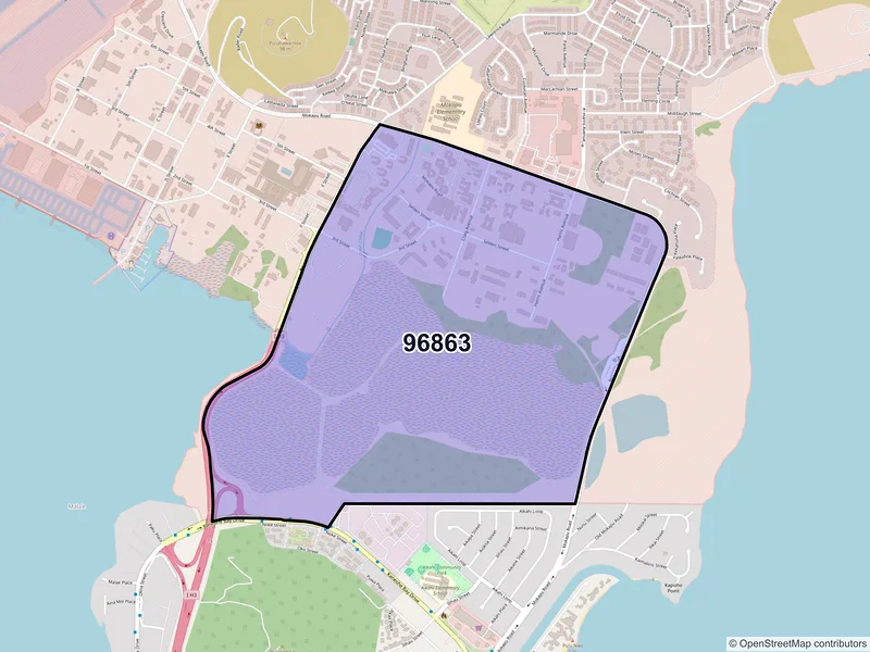 Map of ZIP Code 96863 — MCBH Kaneohe Bay, HI