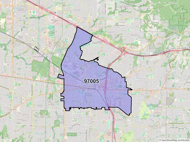 Map of ZIP Code 97005 — Beaverton, OR