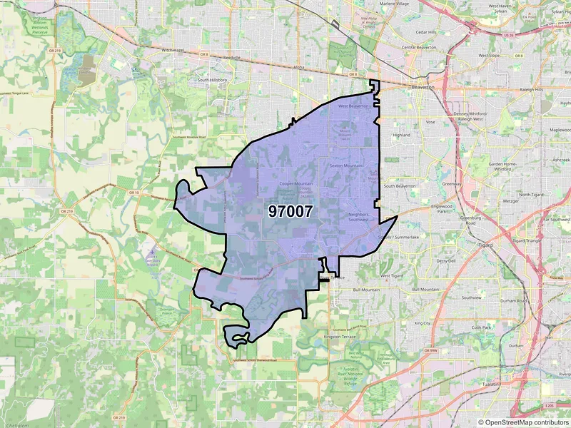 Map of ZIP Code 97007 — Beaverton, OR
