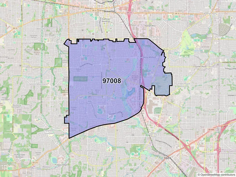 Map of ZIP Code 97008 — Beaverton, OR