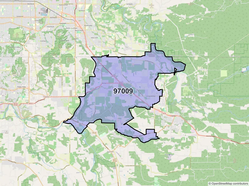 Map of Boring, Oregon and ZIP codes