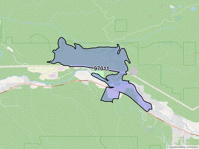 Map of Brightwood, Oregon and ZIP codes
