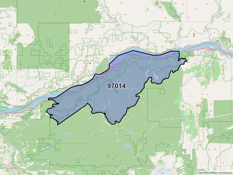 Map of Cascade Locks, Oregon and ZIP codes