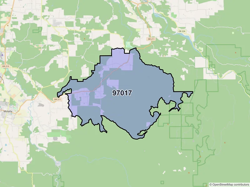 Map of Colton, Oregon and ZIP codes