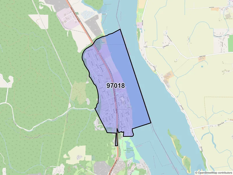 Map of Columbia City, Oregon and ZIP codes