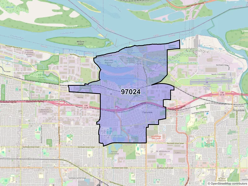 Map of Fairview, Oregon and ZIP codes