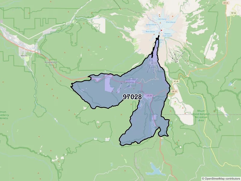 Map of Government Camp, Oregon and ZIP codes