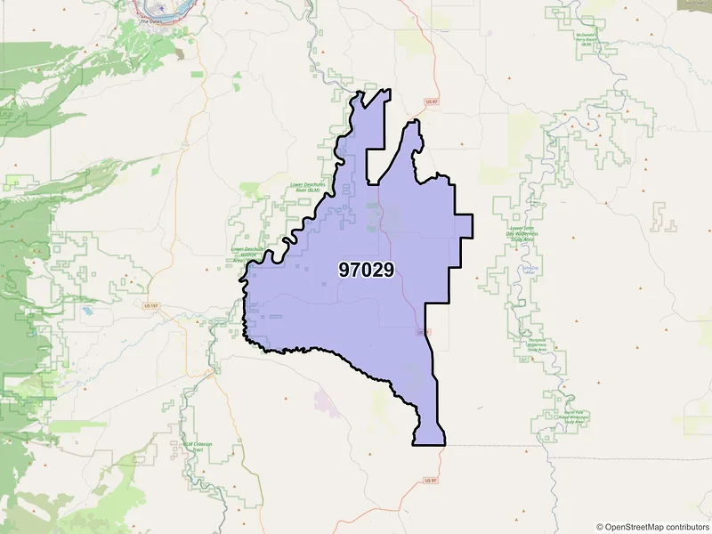 Map of Grass Valley, Oregon and ZIP codes