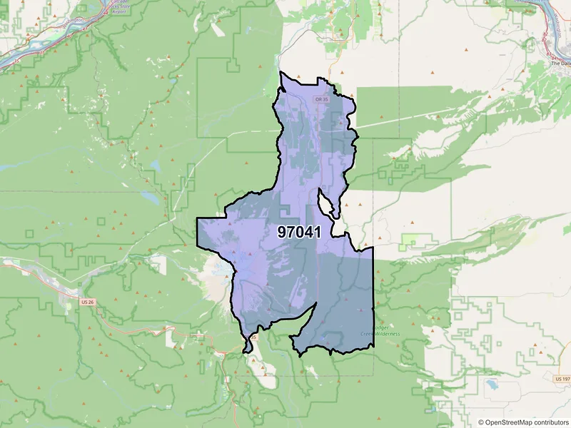 Map of Mount Hood Parkdale, Oregon and ZIP codes