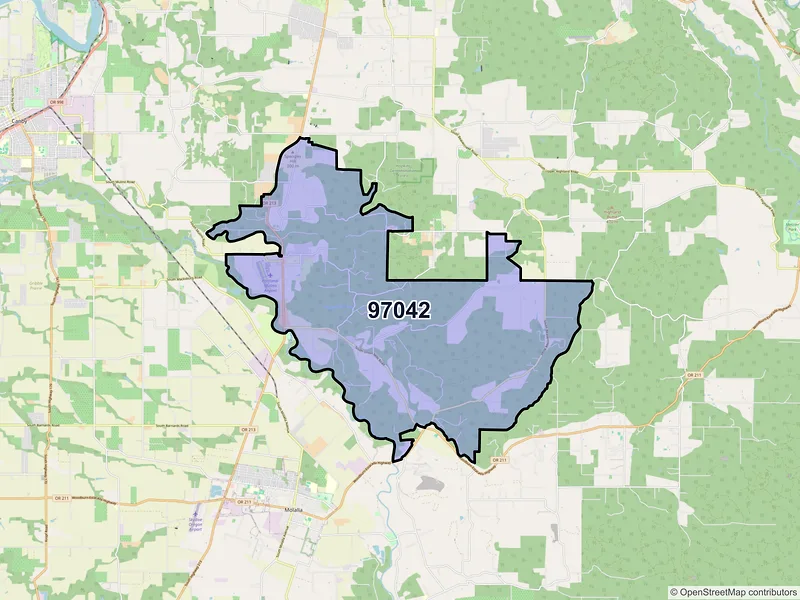 Map of Mulino, Oregon and ZIP codes