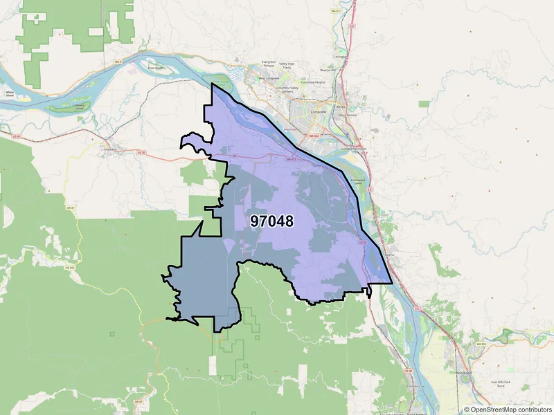 Map of Rainier, Oregon and ZIP codes