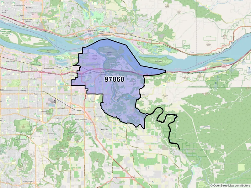 Map of Troutdale, Oregon and ZIP codes