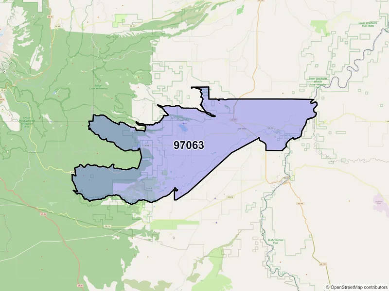 Map of Tygh Valley, Oregon and ZIP codes