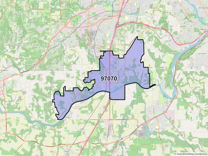 Map of Wilsonville, Oregon and ZIP codes