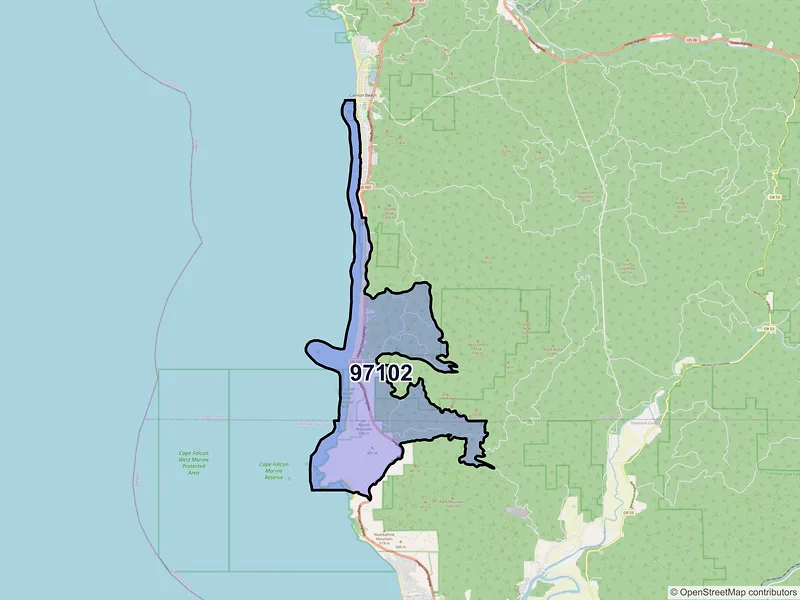 Map of Arch Cape, Oregon and ZIP codes