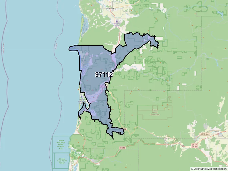 Map of Cloverdale, Oregon and ZIP codes