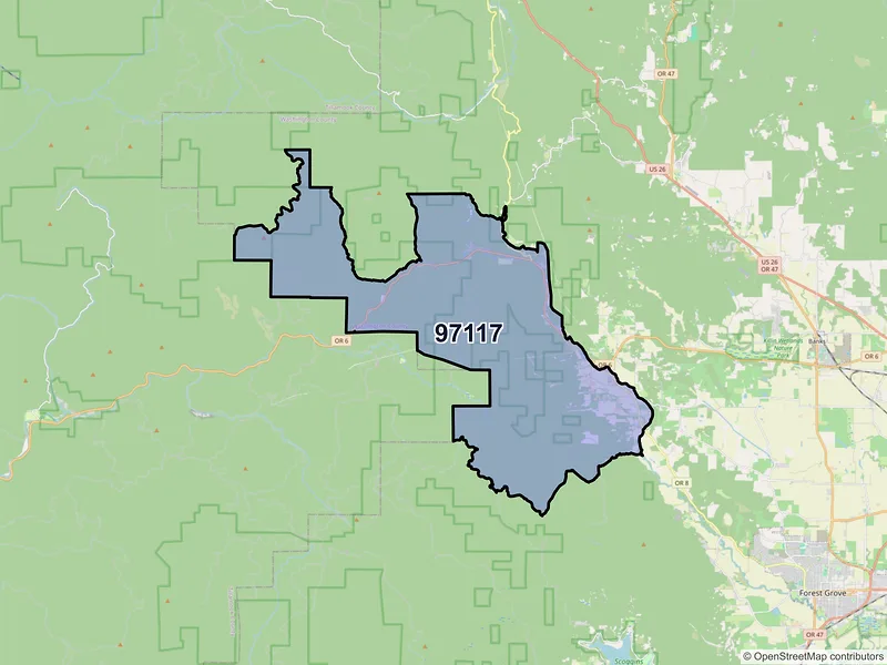Map of Gales Creek, Oregon and ZIP codes