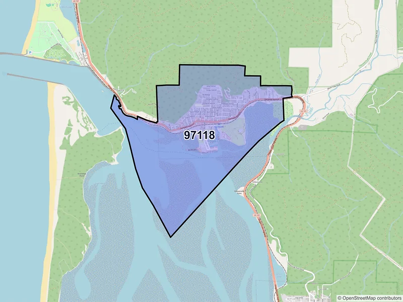 Map of Garibaldi, Oregon and ZIP codes