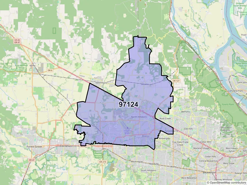 Map of ZIP Code 97124 — Hillsboro, OR