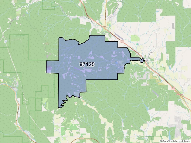 Map of Manning, Oregon and ZIP codes