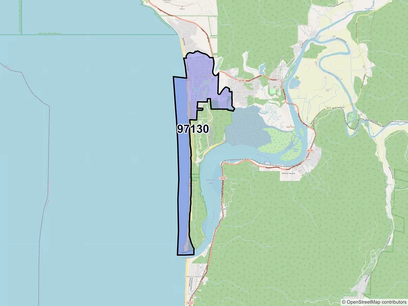 Map of Manzanita, Oregon and ZIP codes