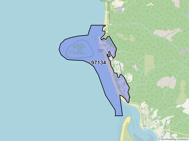 Map of Oceanside, Oregon and ZIP codes