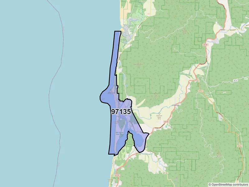 Map of Pacific City, Oregon and ZIP codes