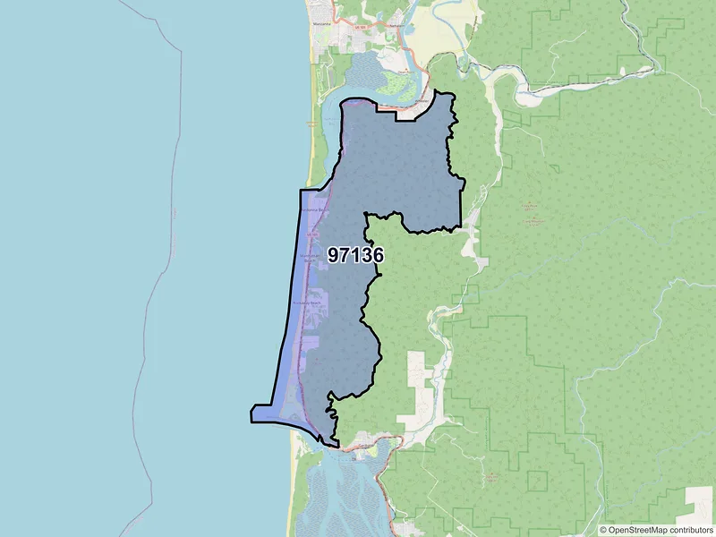 Map of Rockaway Beach, Oregon and ZIP codes