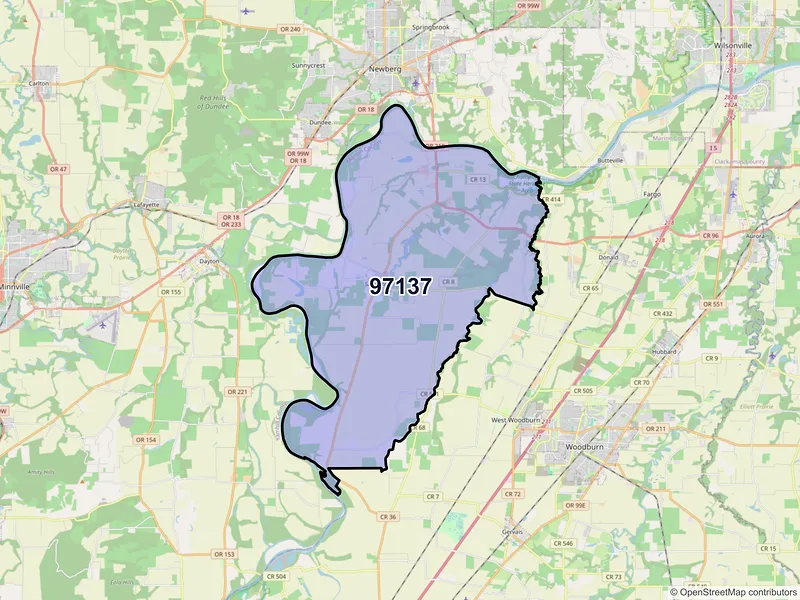 Map of Saint Paul, Oregon and ZIP codes