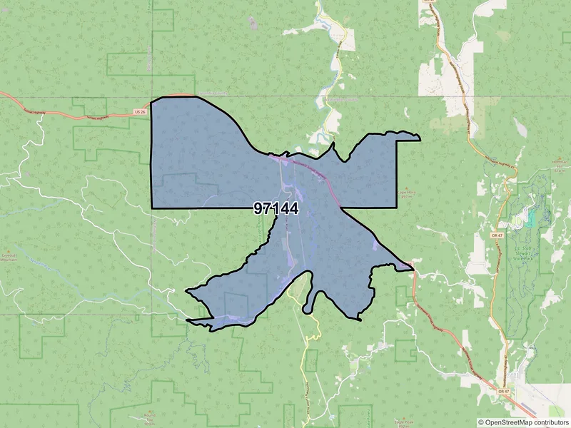 Map of Timber, Oregon and ZIP codes