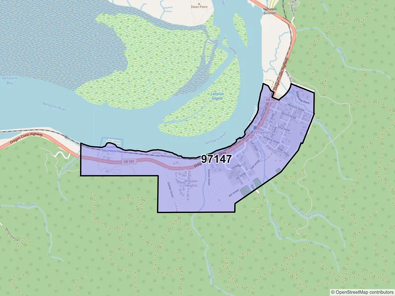 Map of Wheeler, Oregon and ZIP codes