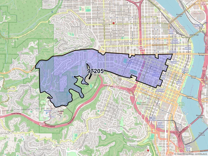 Map of ZIP Code 97205 — Portland, OR