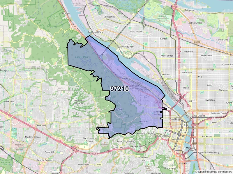 Map of ZIP Code 97210 — Portland, OR