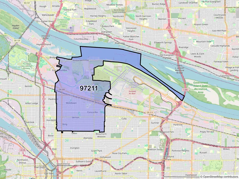 Map of ZIP Code 97211 — Portland, OR