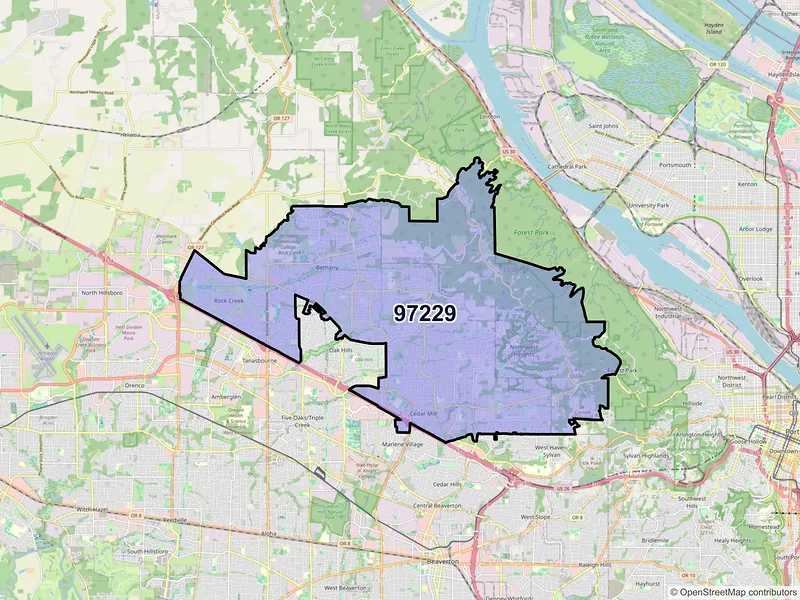 Map of ZIP Code 97229 — Portland, OR