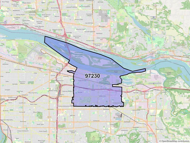 Map of ZIP Code 97230 — Portland, OR