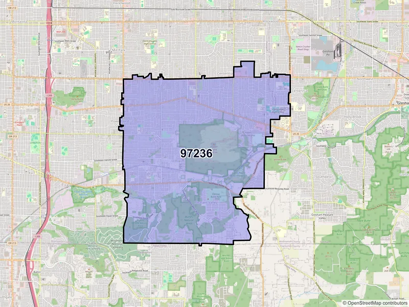 Map of ZIP Code 97236 — Portland, OR