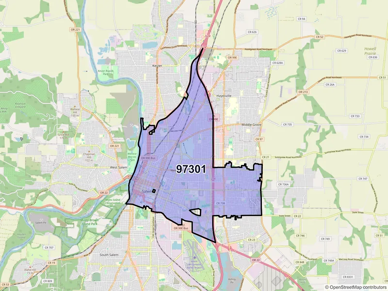 Map of ZIP Code 97301 — Salem, OR
